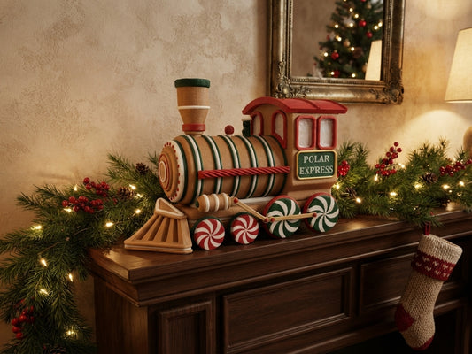 Light-Up Gingerbread Christmas Locomotive